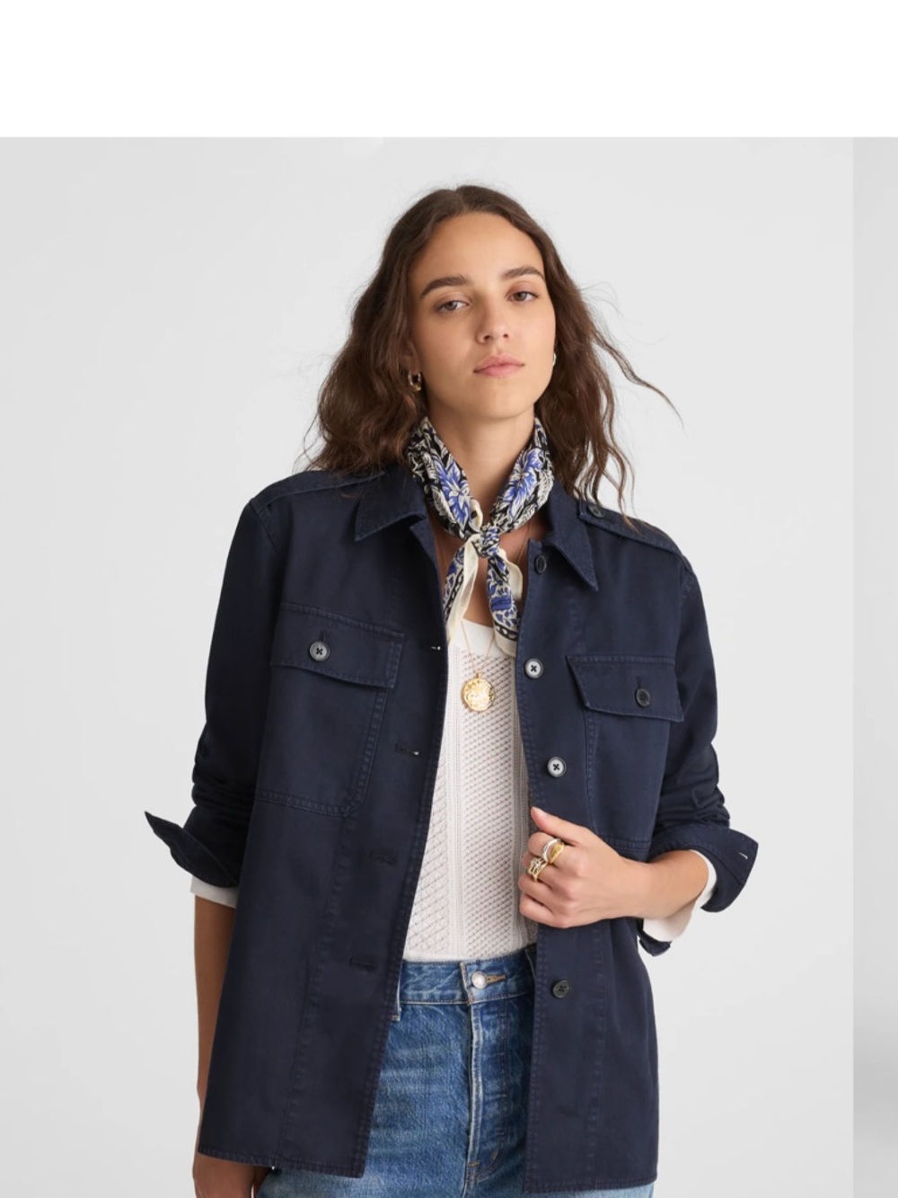 Madewell NWT easy Utility Shirt Jacket Button front dark navy‎ women's XS
